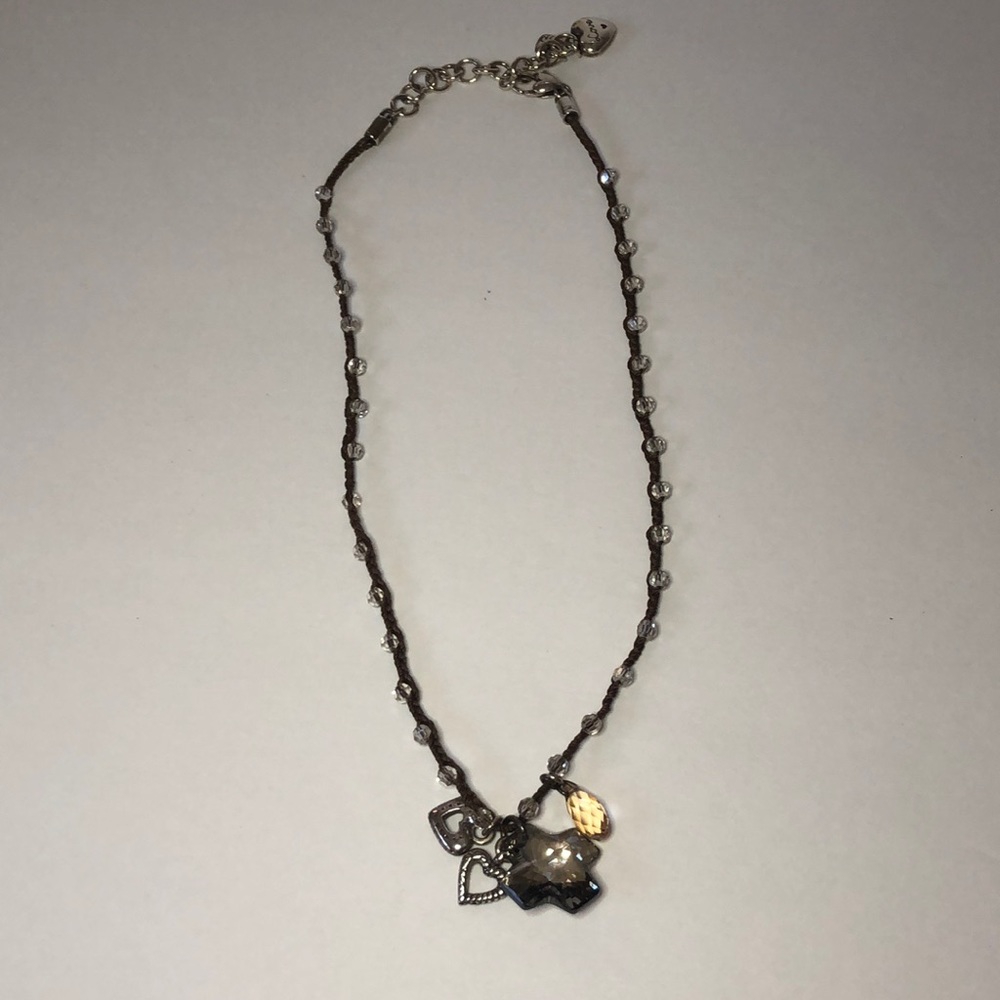 Brighton Kharma Brown Cord & Crystal Neckace